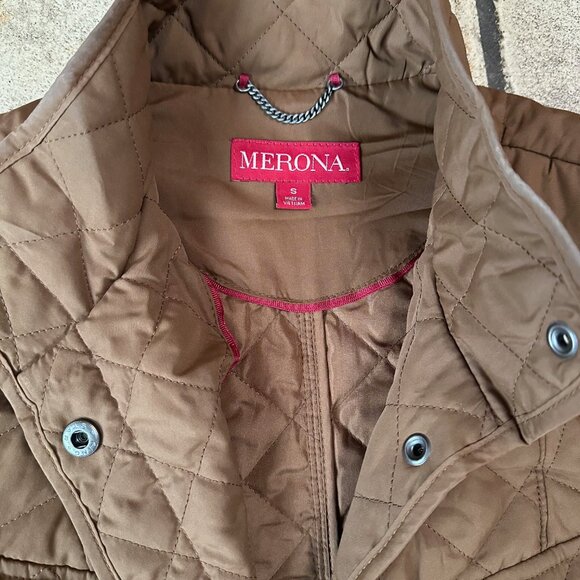 Merona Women's Brown Quilted Coat Jacket Shacket Size Small - Picture 6 of 7